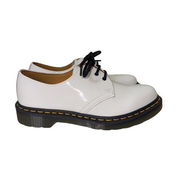 Dr. Martens Shoes - Dr Martens 1461 Women's Bex White Smooth Patent Leather Platform Oxfords New